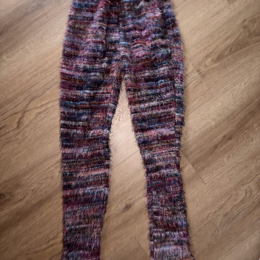 Plush Multicolor Knit Leggings - Cozy Purple Mix